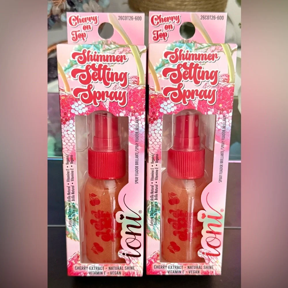 🆕🍒 IONI LIMITED EDITION CHERRY ON TOP SHIMMER SETTING SPRAY SET OF 2. BRAND NEW